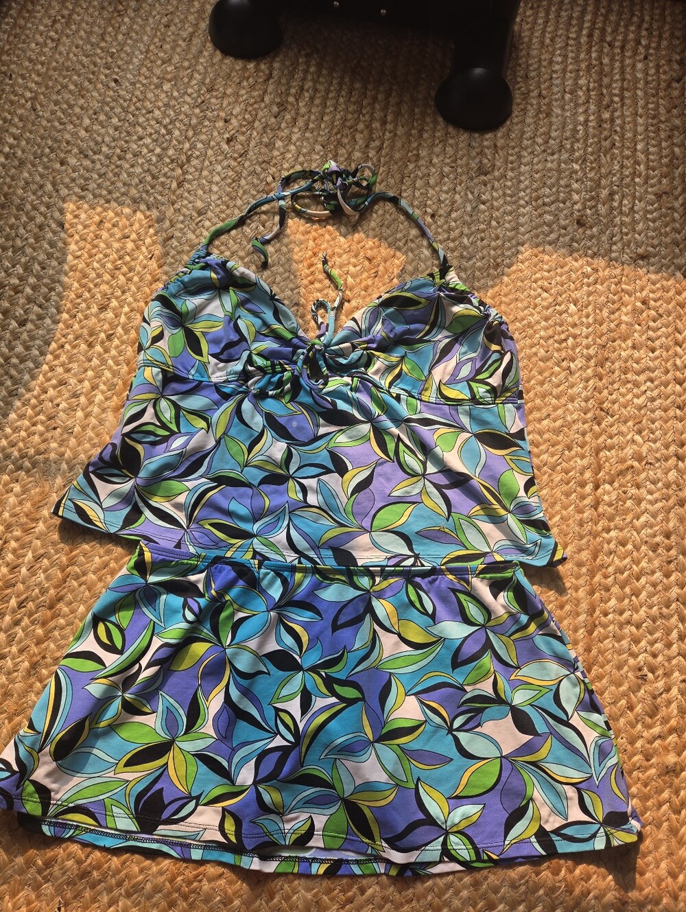 Womens Two Piece Tanktini Bathing Suit, Size Small Skirt, 1X Top.